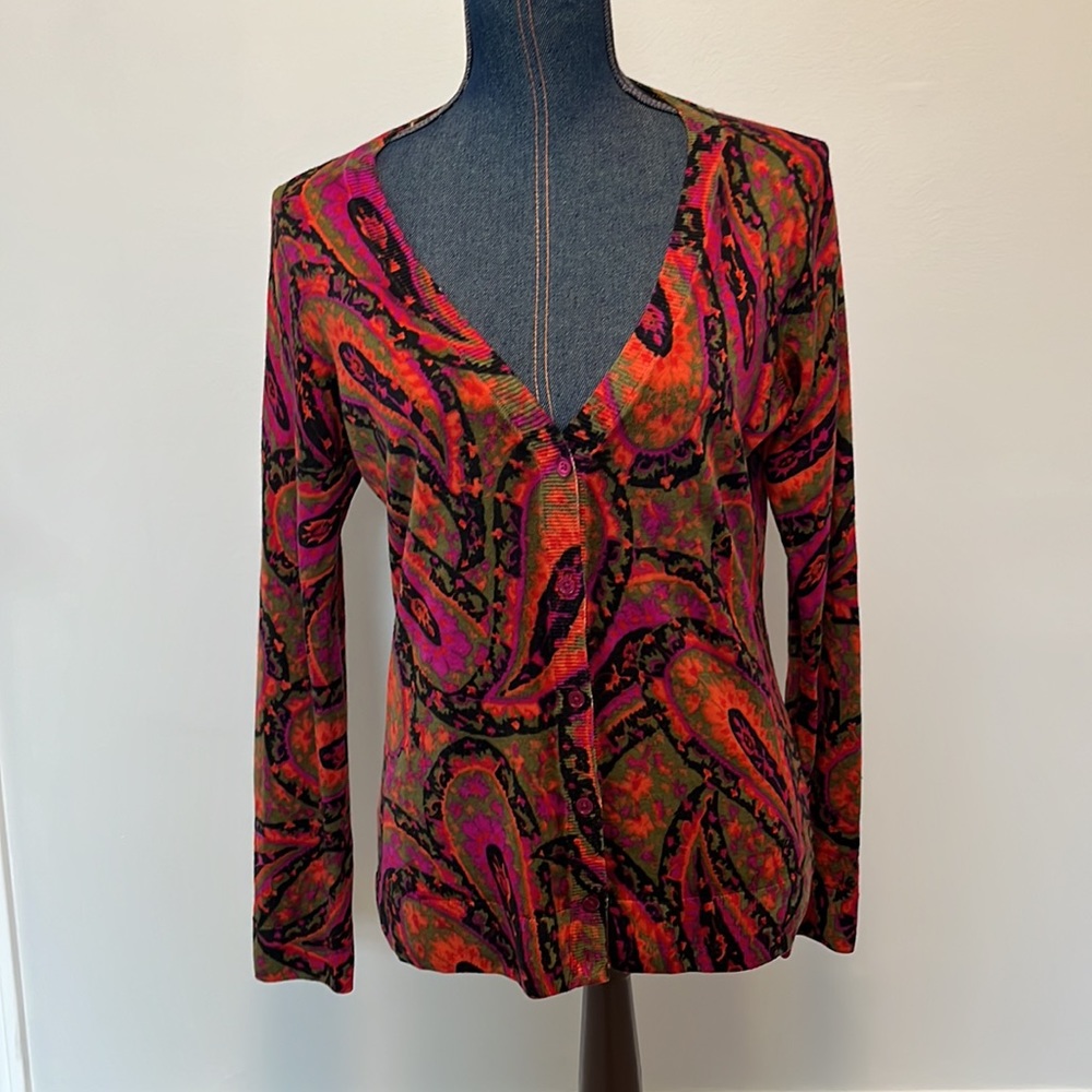 Talbots size small merino wool colorful cardigan
